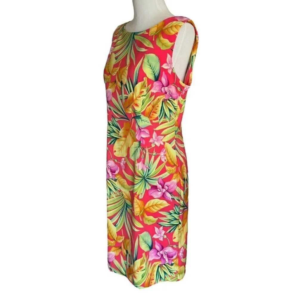 Vintage Ronnie Nicole by Ouida Floral Round Neck Sleeveless Sheath Dress Sz 8 - Picture 2 of 10